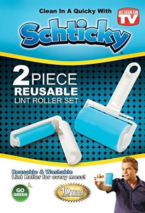 NEW ~ SCHTICKY 2 PIECE REUSABLE LINT ROLLER SET