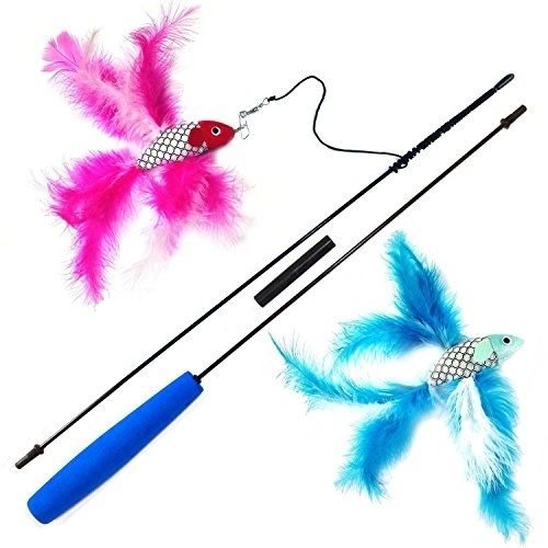 Pet Fit For Life 2 Fish And Feather Teaser And Exerciser For Cat And Kitten -