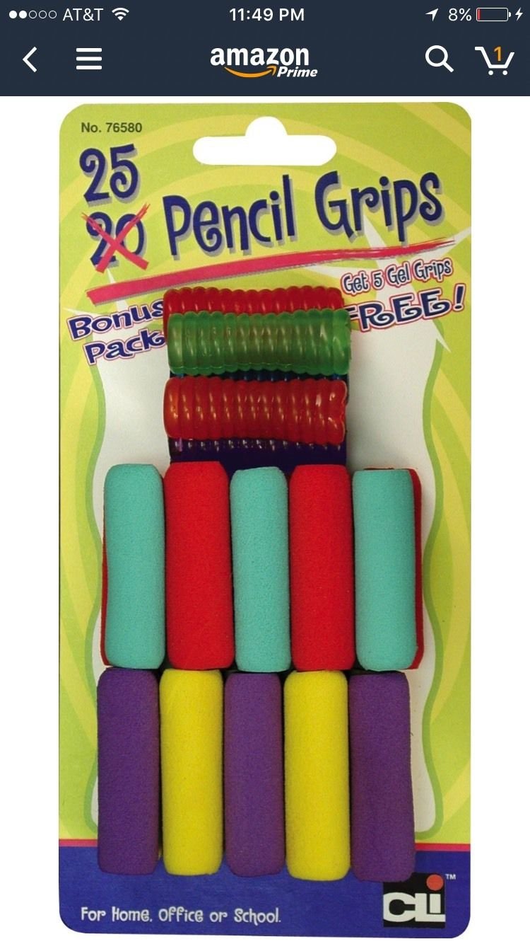 Charles Leonard Inc. Soft Cushioned Foam Pencil Grips Assorted Colors 25 Grips