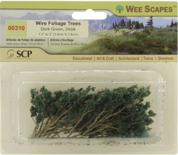Wee Scapes Architectural Model Trees Wire Foliage Trees (dark Green) 1 1/2 In.