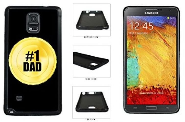 Galaxy Note 4 Rubber Case: MyPhone Designs(TM) Father's Day Gift - #1 Dad Gold