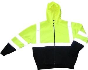 Class 3 Full Zip Sweatshirt W/ Hard Hat Friendly Hood Size Medium
