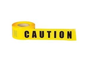 Yellow CAUTION Tape With Bold Black Letters 2.4 Mils Case of 10