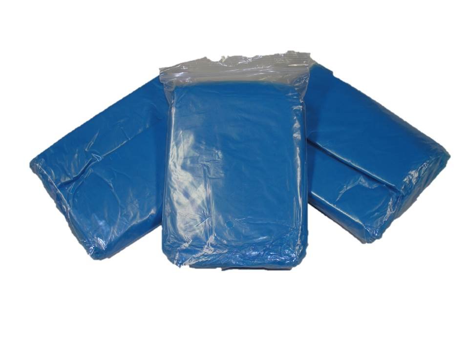 Blue Emergency Disposable Polyethylene Rain Poncho .02 MM Case of 200