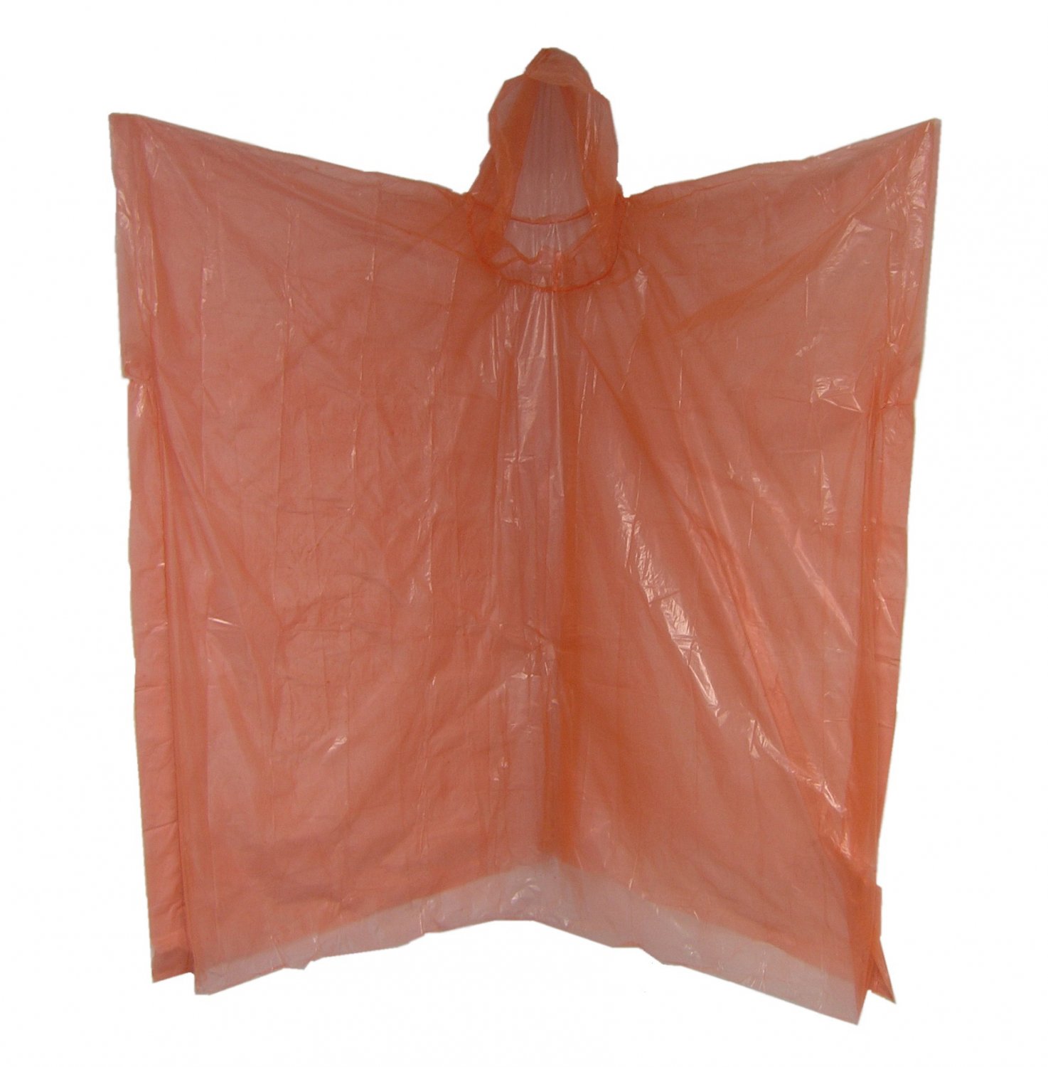 Orange Emergency Disposable Polyethylene Poncho .02 MM Case of 200