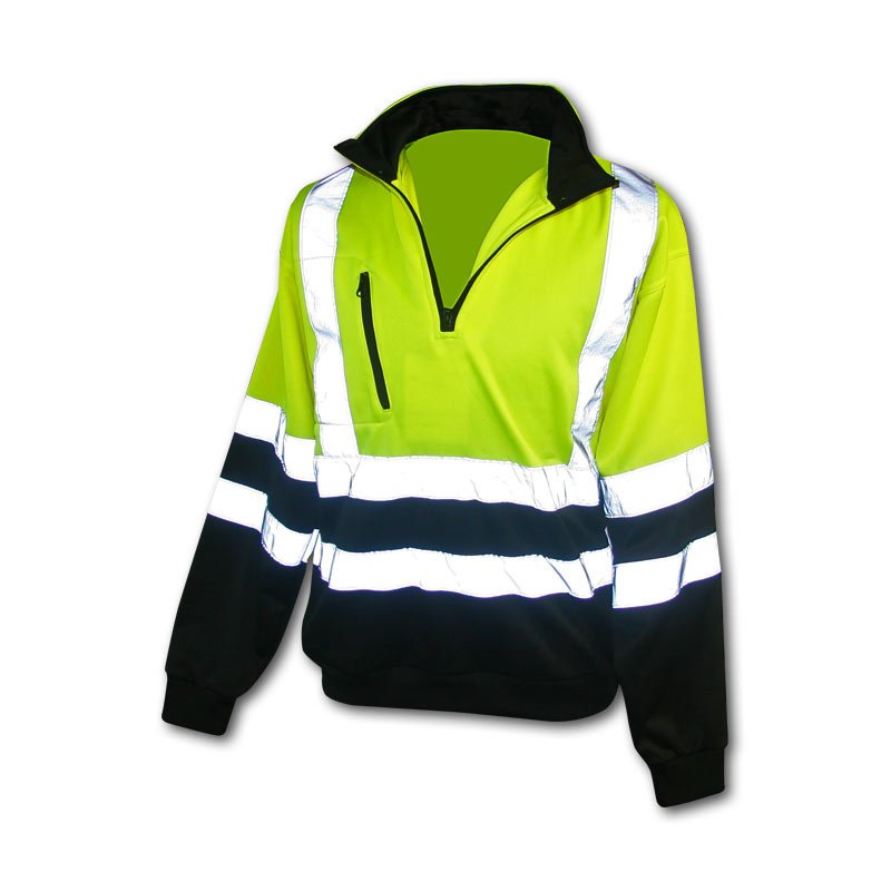 Class 3 Hi Vis 1/4 Zip Pullover Sweatshirt LIme With Black Size 3X-Large