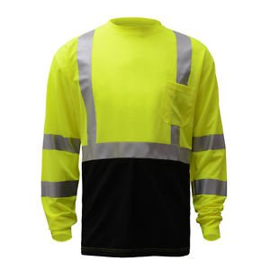 Class 3 Hi Vis Long Sleeve Shirt With Black Bottom