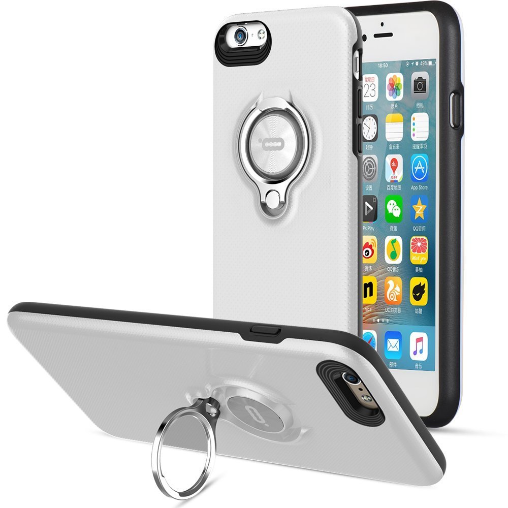 360 Degree Rotating Ring Grip Case for iPhone 6 Plus White