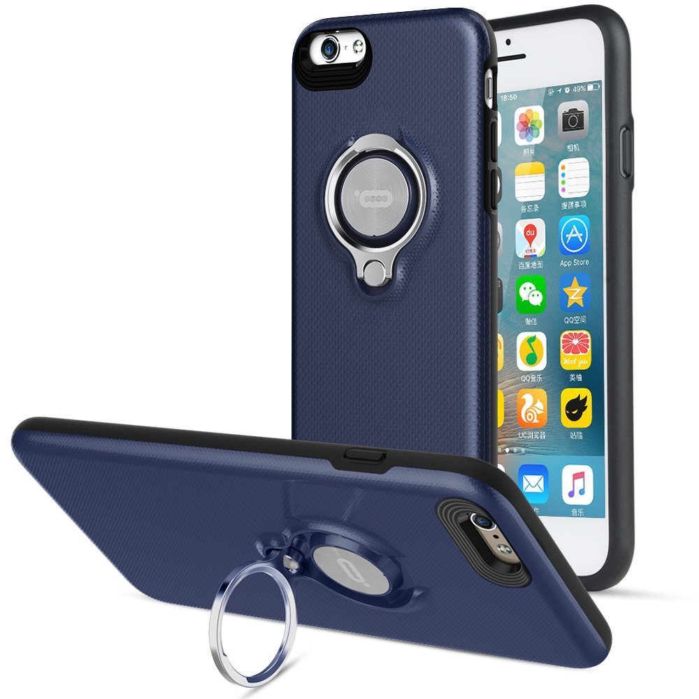 360 Degree Rotating Ring Grip Case for iPhone 6 Plus Blue