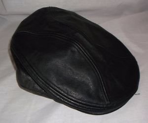 Vintage Men's Harley-Davidson Logo Black Leather Nostalgic Ivy Newsboy Cap Hat M