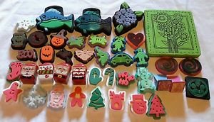 Huge Lot Foam Backed Chunky Rubber Stamps Scrapbooking Ink Paper Crafts
