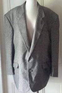 Vintage Rafael Houndstooth Rome NY Wool Suit SportCoat Jacket Blazer Mens 50R