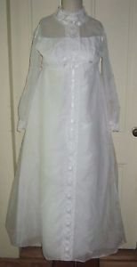 50's 60's Vintage Union Made Wedding Gown Floor Length Dress Tulle Lace 9 XS S