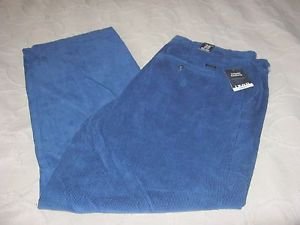 NWT Izod Flat Front Tailgate Cotton Corduroys Bright Blue Skittles Colors Mens