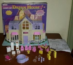 Vintage Blue Box Polly Pocket size Light Up Dream House Doll Furniture Box Bird