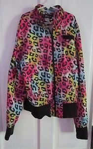 Abbey Dawn by Avril Lavigne Girls Loud Bright Colorful Satin Cheetah Jacket L