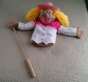 Melissa & Doug Cowgirl Doll hand stick Puppet Big Mouth Sally Pink Hat 16" plush