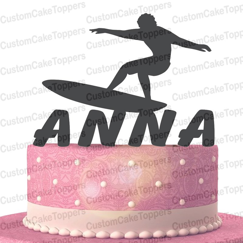 Surfing Cake Topper Personalised Custom with Your Last Name