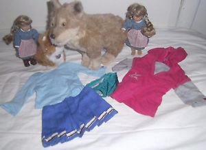 American Girl Lot, 2 Mini Dolls, Dog, Cat, 2 Shirts, 1 Skirt, & 1 Pair Underwear