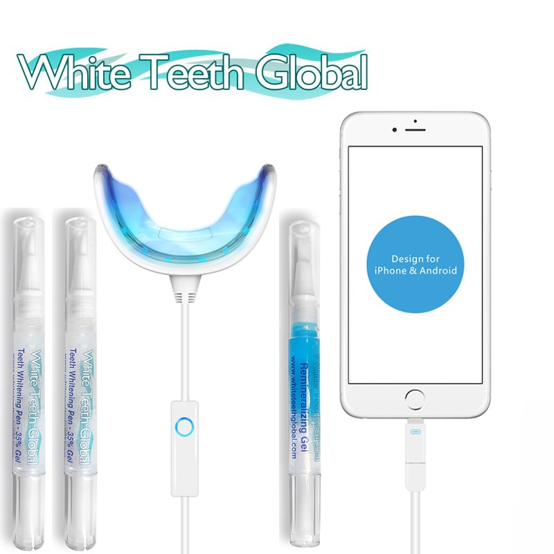 White Teeth Global Teeth Whitening Kit with LED powered by a smart phones