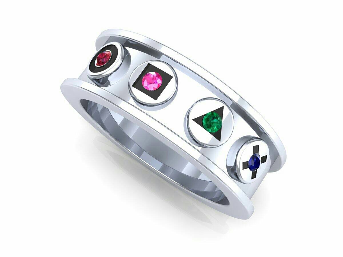Gamer's Wedding Band in Solid Silver 925