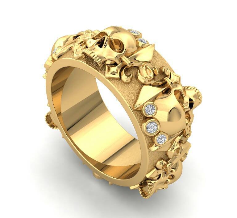 Skull Wedding Ring in 14 k