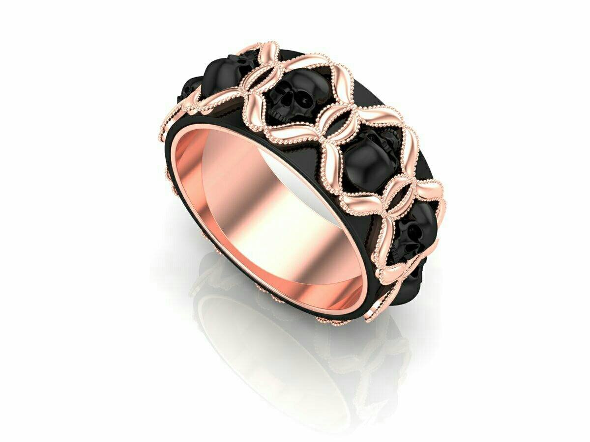 Skull Engagement Ring in Rose Gold 18 k