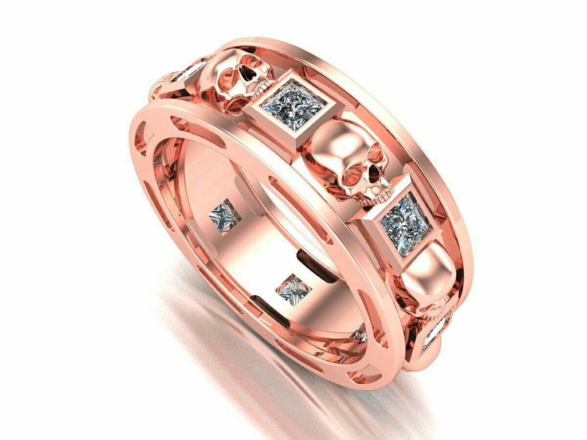 Skull Wedding Band 18 k Rose Pink Gold