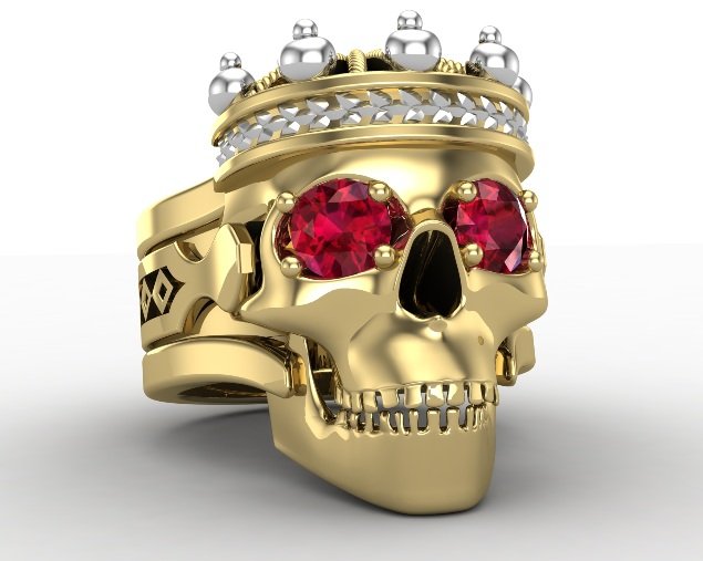 Men's Gold Skull King Ring