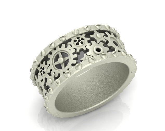 Steampunk Wedding Band in Silver