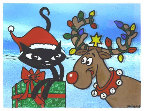 Reindeer Kitty and Rudolph