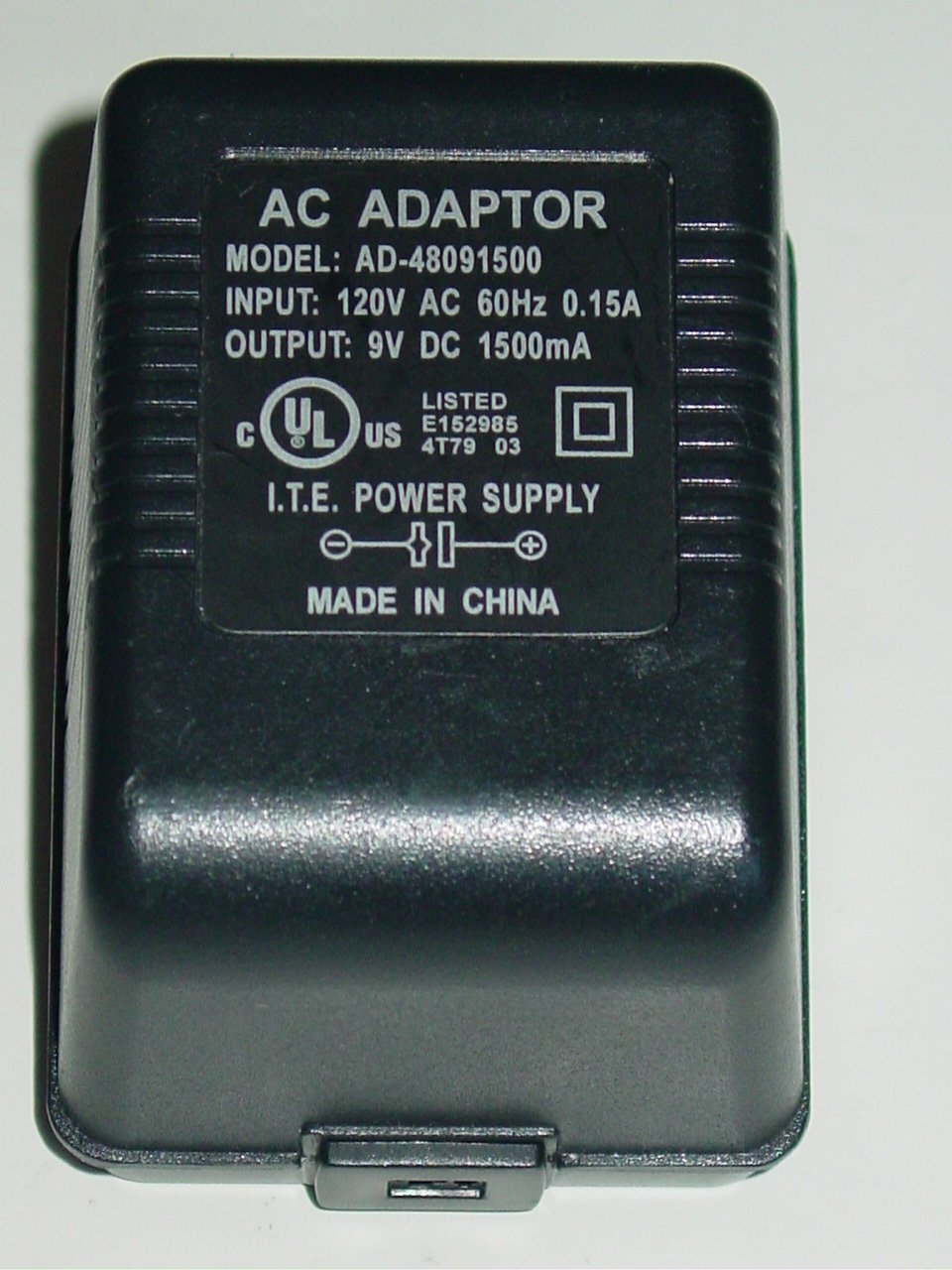 AD-48091500 (no cord) AC Adapter 9V 1500mA AD48091500