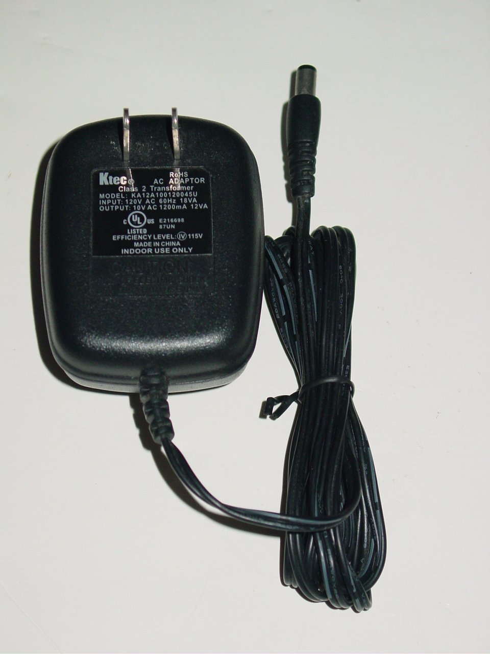 Ktec KA12A100120045U AC Adapter 10VAC 1200mA