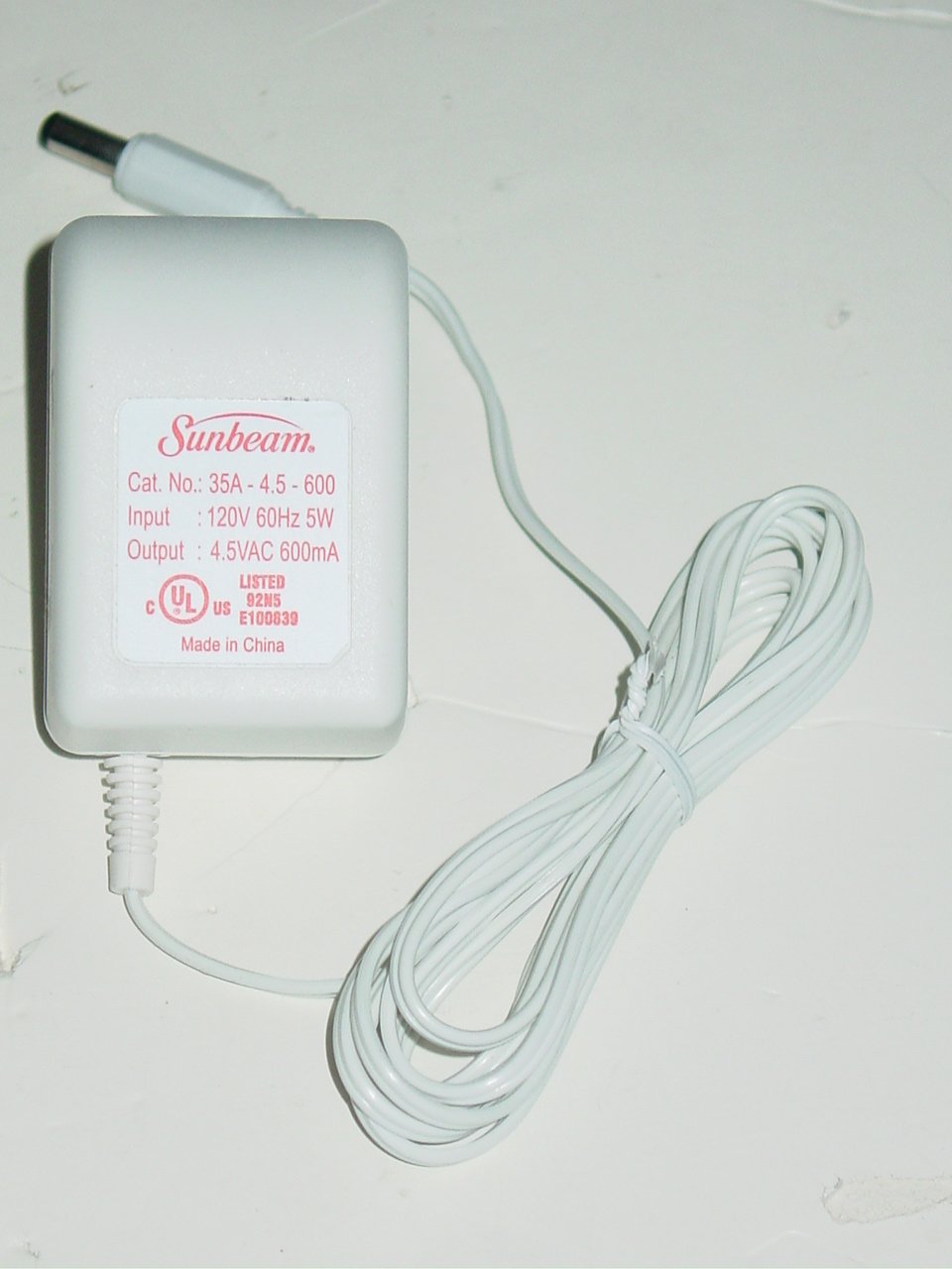 Sunbeam 35A-4.5-600 AC Adapter 4.5VAC 600mA