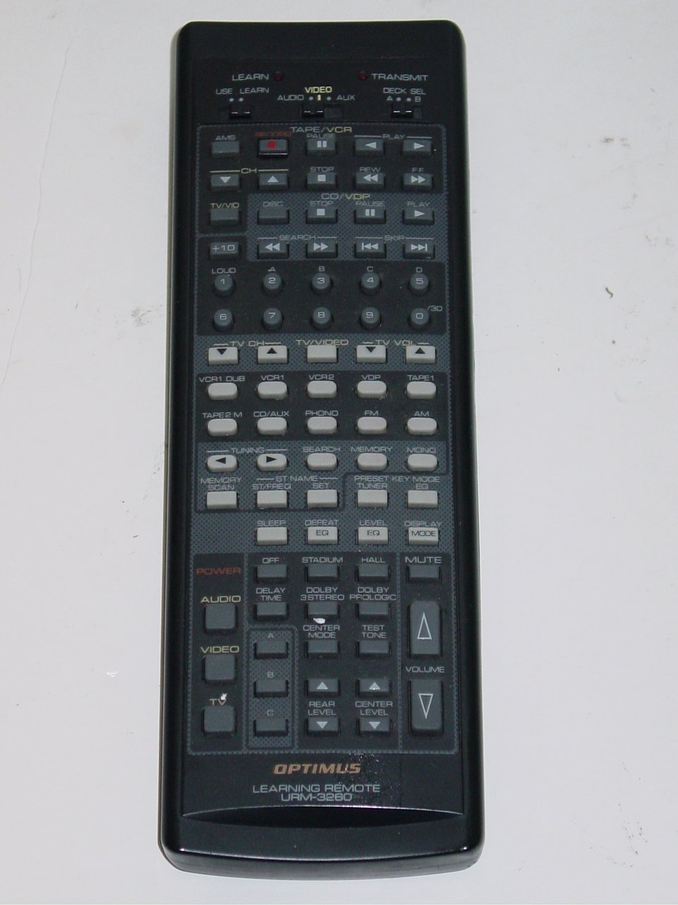 Optimus URM-3260 TV DVD Learning AV Receiver Remote Control RadioShack 31-3022