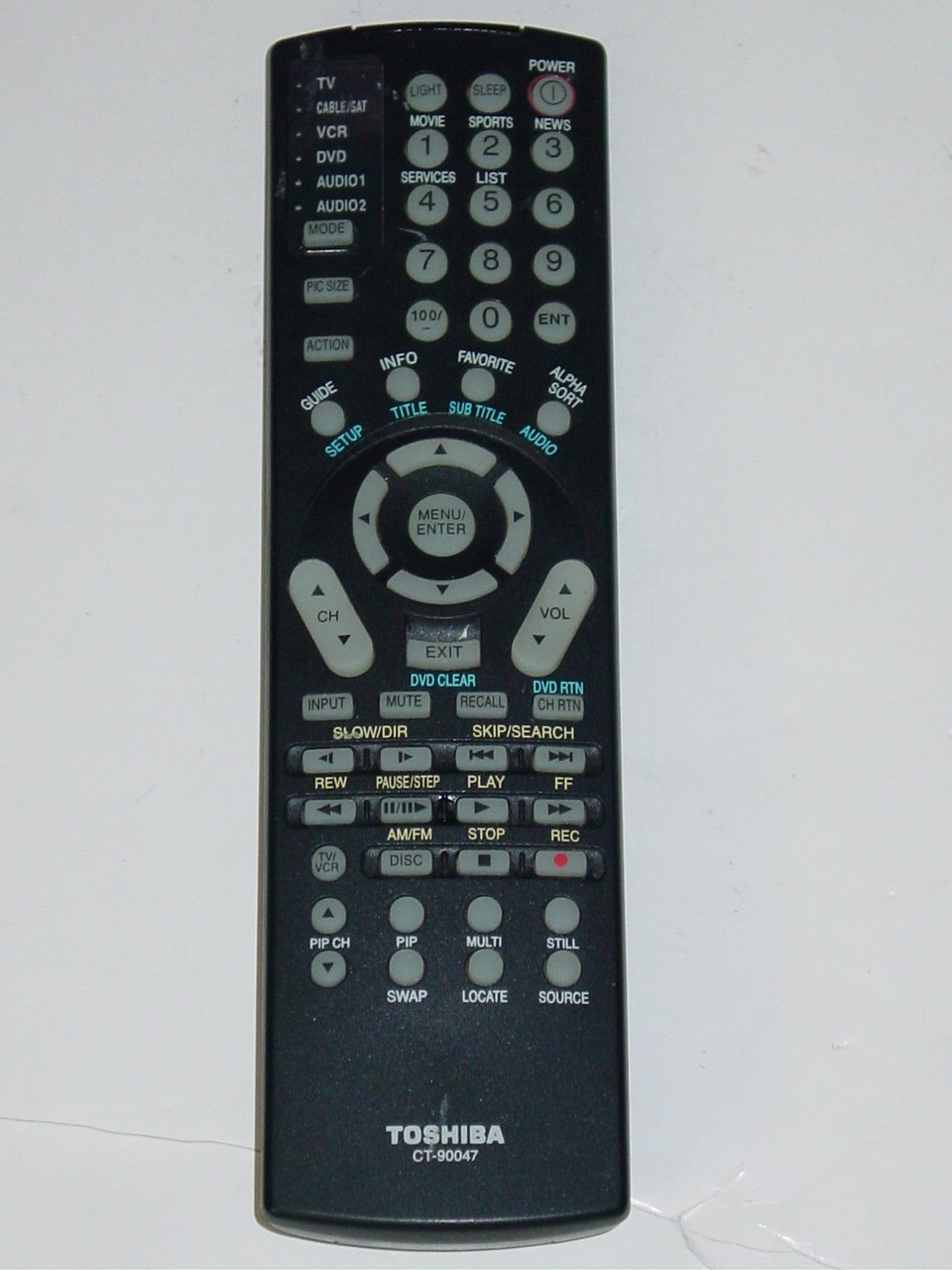 18897 CT90047 4elec GPU280450150WD00. toshiba ct 90047 tv dvd vcr a v remote control ...
