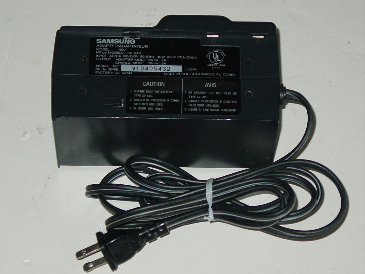 Samsung SV-AA3 Camcorder AC Adapter Battery Charger for SV-LB5