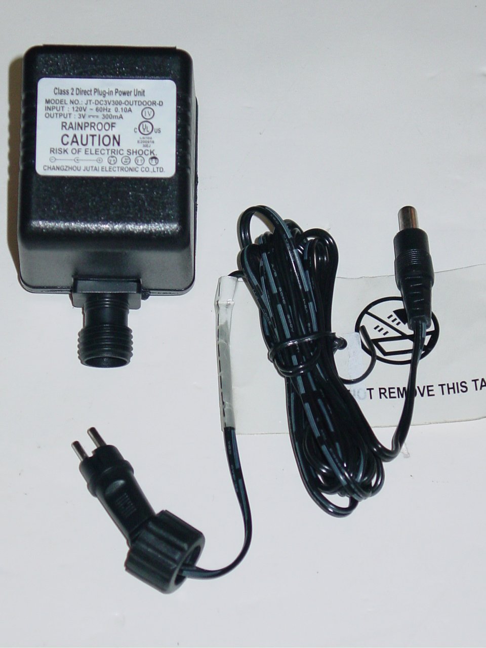 Changzhou Jutai JT-DC3V300-OUTDOOR-D (without cord) AC Adapter 3V 300mA JT-DC3V300