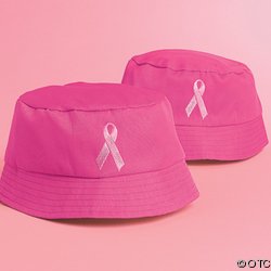 PINK RIBBON EMBROIDERED BUCKET HATS