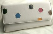 Ladies Wallets with Inset Colored Fabric Dots