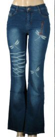 Angfu - Junior 5 Pocket Jeans with Dragonfly Print