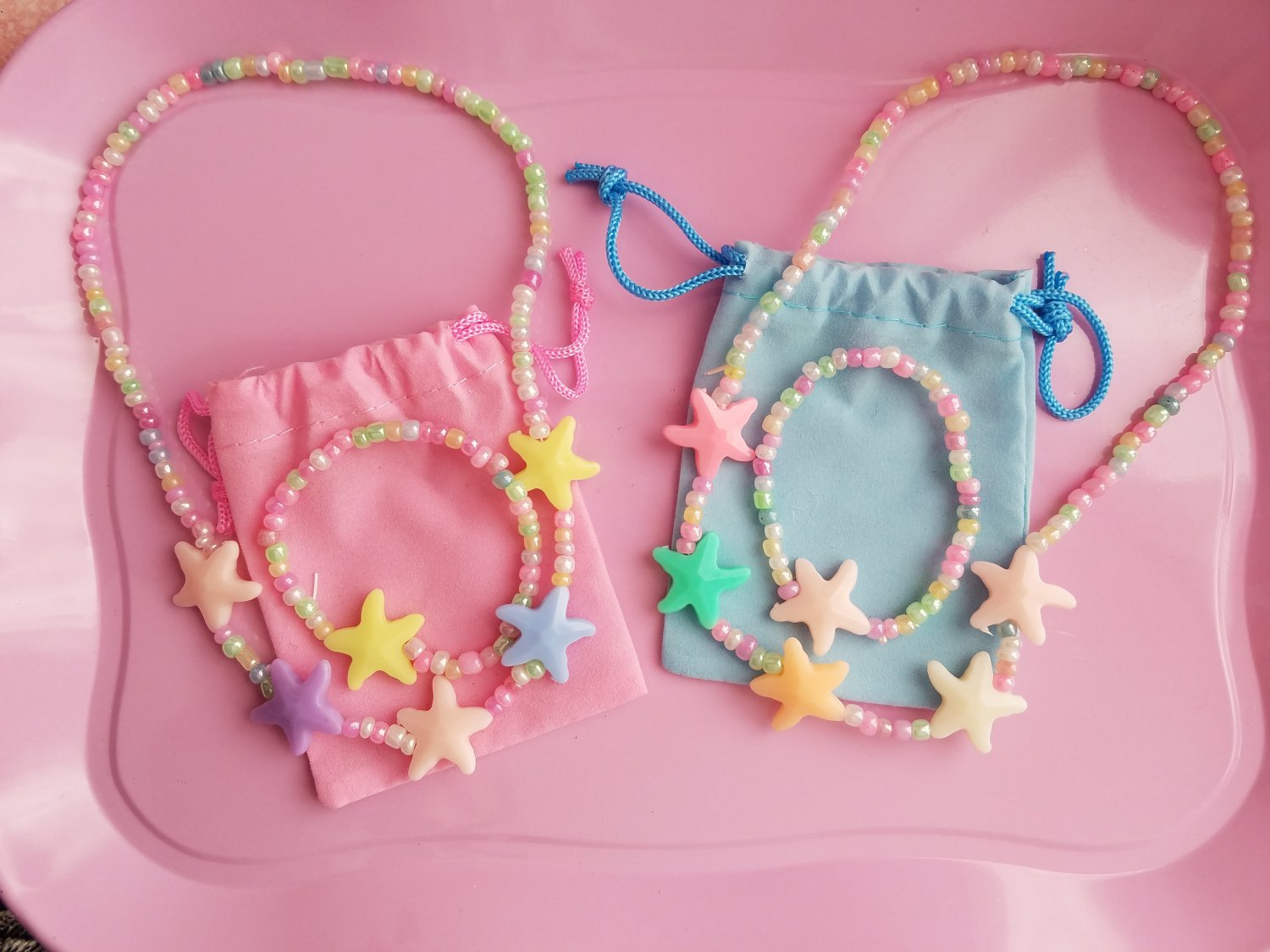 Little Girls Jewelry Set Necklace and Bracelet-Ocean Star 10 Sets