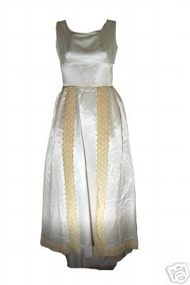 VINTAGE IVORY SATIN & LACE BRIDAL GOWN WEDDING DRESS