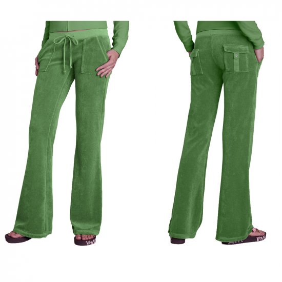 NEW JUICY COUTURE GREEN TERRY PATCH POCKET PANTS - M