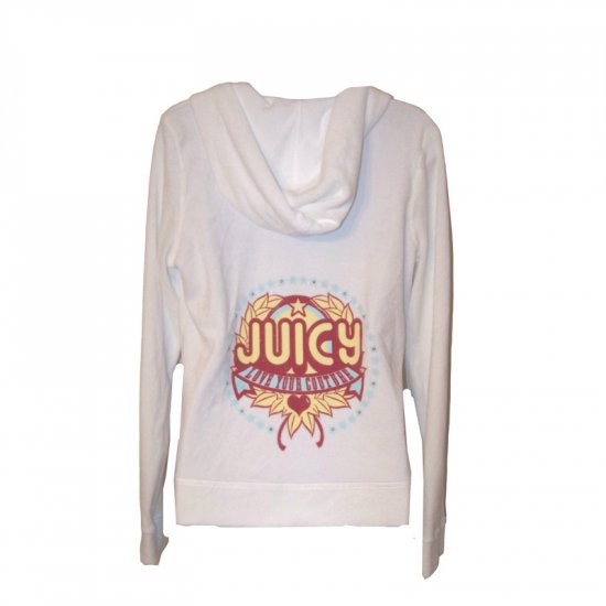 JUICY COUTURE WHITE TERRY LOVE YOUR COUTURE HOODIE - L