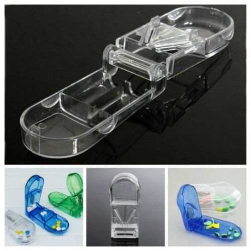 Pill Tablet Cutter Medicine Organizer Compartment Storage Box