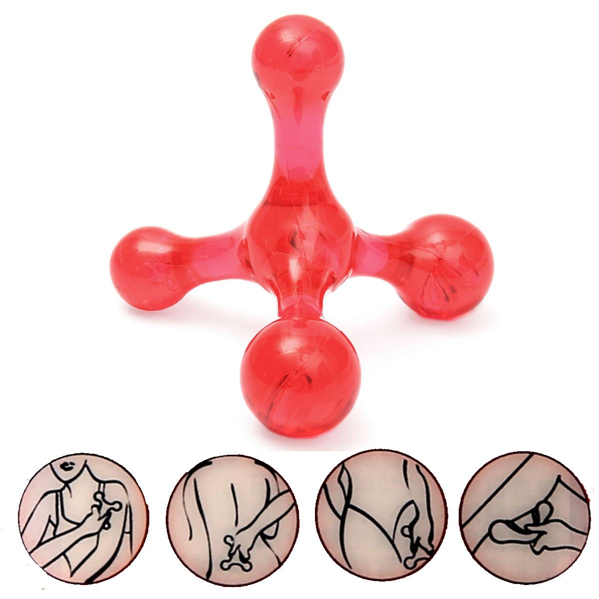 3D Translucent Four-ball Four-claw Mini Body Massager Tool