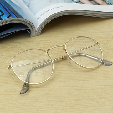 Retro Vintage Oval Transparent Golden Eyeglass Frame Steel Legs Glasses Spectacles Metal Frame