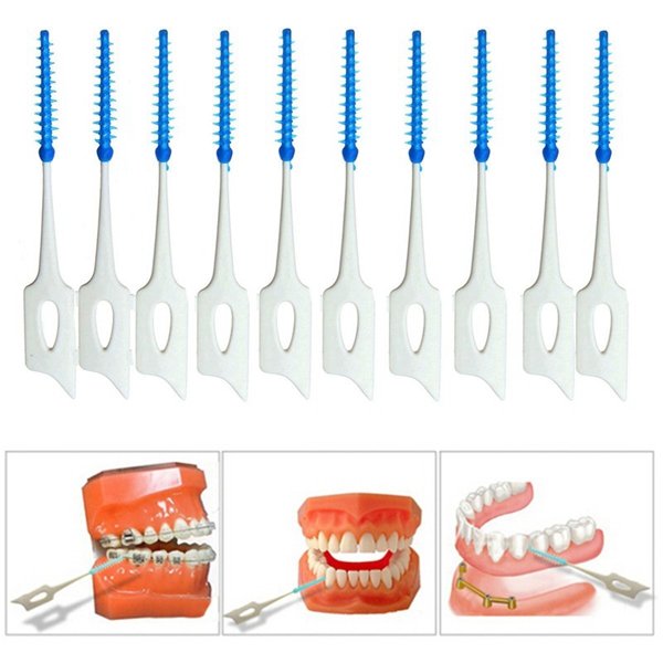 40pcs Interdental Between Teeth Floss Brush Elastic Massage Gum Toothpick