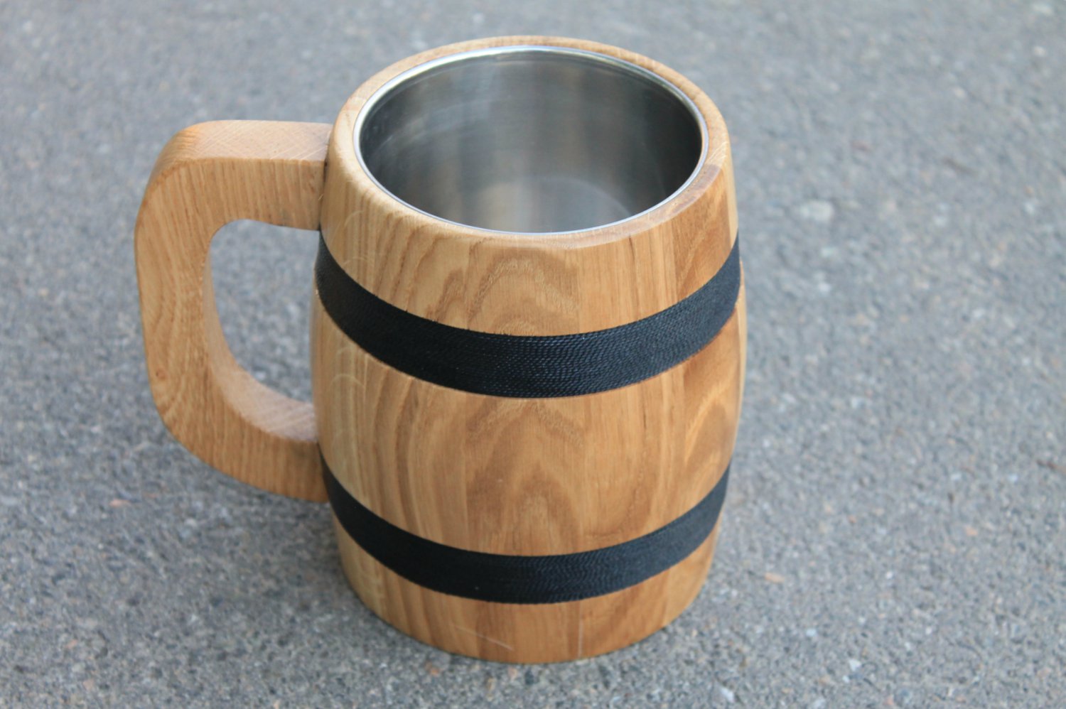 Large Beer Mug with Metal Inside Made of Wood Eco Friendly